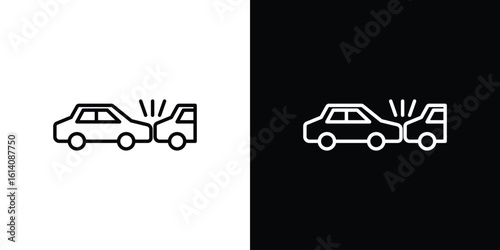 Rear end collision icon. Simple flat symbol. Perfect Black outline pictogram illustration