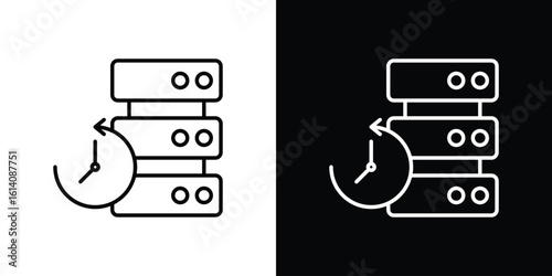 Real time data icon. Simple flat symbol. Perfect Black outline pictogram illustration