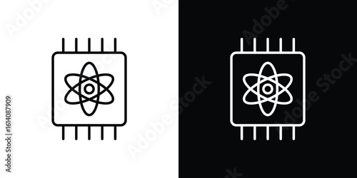 Quantum computing icon. Simple flat symbol. Perfect Black outline pictogram illustration
