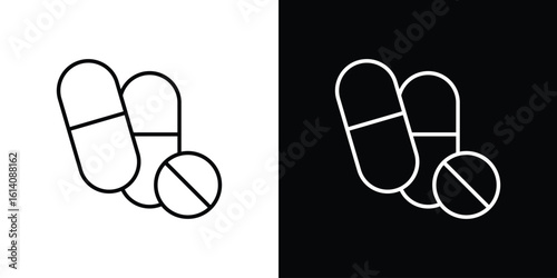 Pills icon. Simple flat symbol. Perfect Black outline pictogram illustration