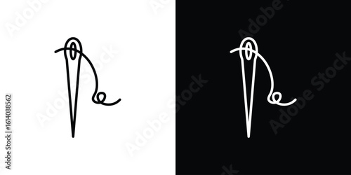 Needle icon. Simple flat symbol. Perfect Black outline pictogram illustration