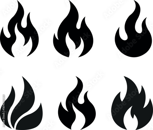 fire flames set. Fire silhouette vector. fire flame.