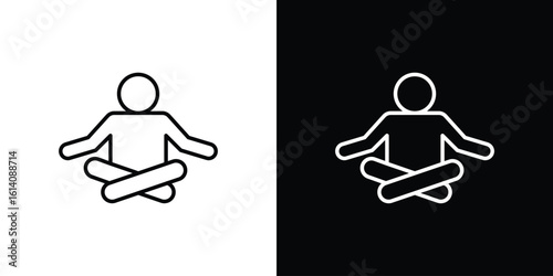 Meditating icon. Simple flat symbol. Perfect Black outline pictogram illustration