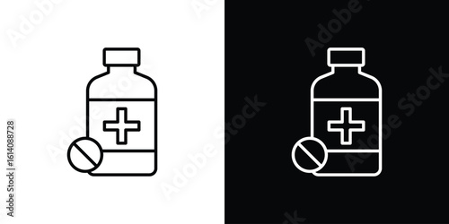 Medicine bottle icon. Simple flat symbol. Perfect Black outline pictogram illustration