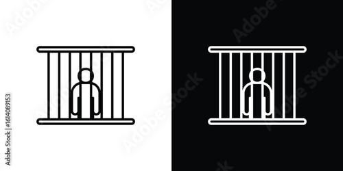 Jail icon. Simple flat symbol. Perfect Black outline pictogram illustration