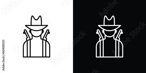 Hunter icon. Simple flat symbol. Perfect Black outline pictogram illustration