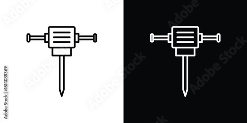 Hydraulic breaker icon. Simple flat symbol. Perfect Black outline pictogram illustration