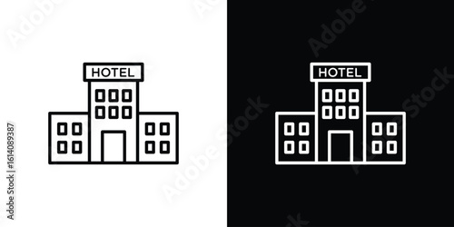 hotel icon. Simple flat symbol. Perfect Black outline pictogram illustration