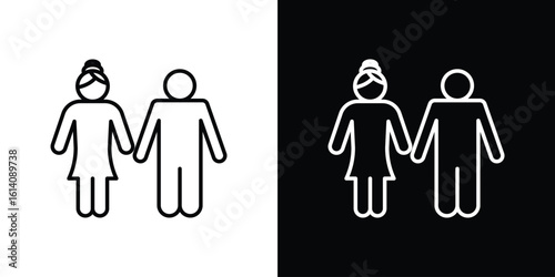 Girlfriend icon. Simple flat symbol. Perfect Black outline pictogram illustration