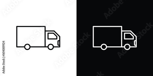 Food truck icon. Simple flat symbol. Perfect Black outline pictogram illustration