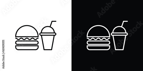 Fast food icon. Simple flat symbol. Perfect Black outline pictogram illustration