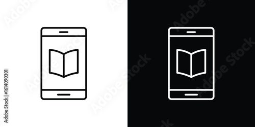 Ebook icon. Simple flat symbol. Perfect Black outline pictogram illustration