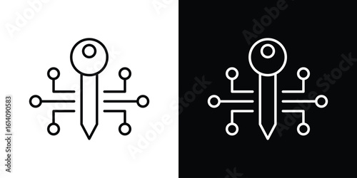 Digital key icon. Simple flat symbol. Perfect Black outline pictogram illustration
