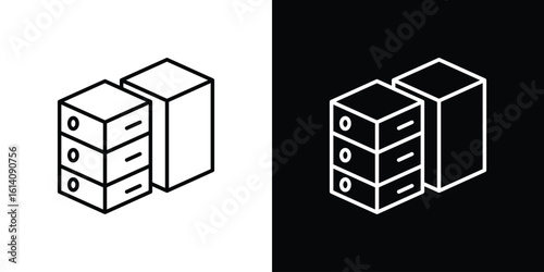 Data center icon. Simple flat symbol. Perfect Black outline pictogram illustration