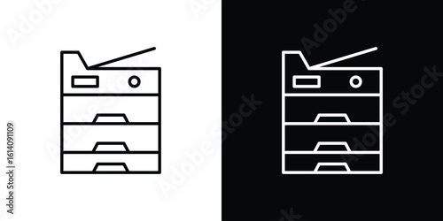 Copier icon. Simple flat symbol. Perfect Black outline pictogram illustration