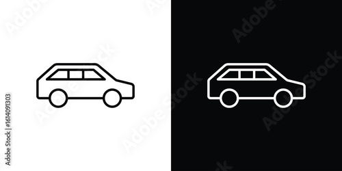 Compact car icon. Simple flat symbol. Perfect Black outline pictogram illustration