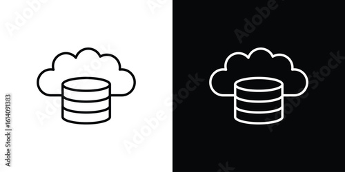 Cloud server icon. Simple flat symbol. Perfect Black outline pictogram illustration