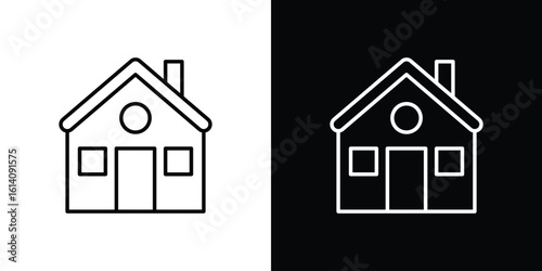 Chalet icon. Simple flat symbol. Perfect Black outline pictogram illustration
