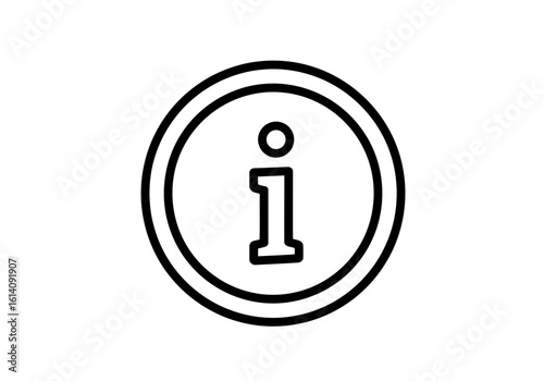 Illustration of a outlined information symbol within a double circle on a plain white surface view