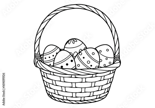 A basket filled with decorated eggs ready for easter celebration and spring festivities season holiday time
