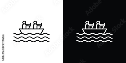 Boat race icon. Simple flat symbol. Perfect Black outline pictogram illustration