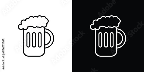 Beer icon. Simple flat symbol. Perfect Black outline pictogram illustration