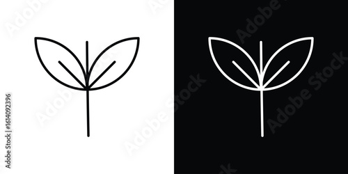 Basil icon. Simple flat symbol. Perfect Black outline pictogram illustration