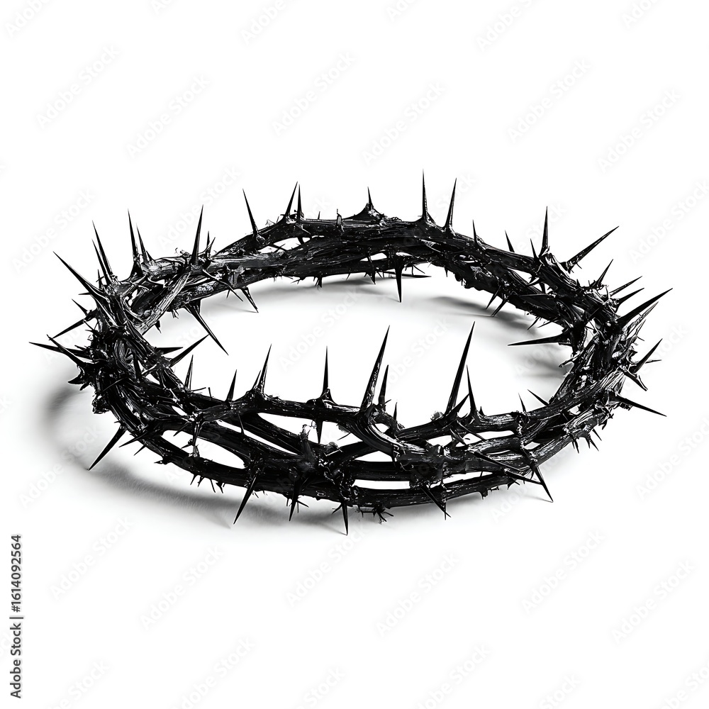 Fototapeta premium Dark Spiked Wreath, Symbol of Sacrifice, Crown of Thorns Silhouette