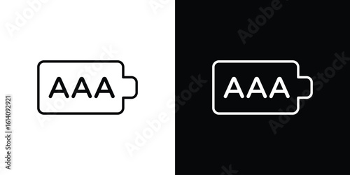 AAA battery icon. Simple flat symbol. Perfect Black outline pictogram illustration