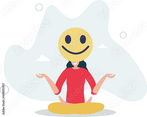 Job satisfaction, employee happiness or optimistic attitude, cheerful morality or endorphins for positive thinking,human life.