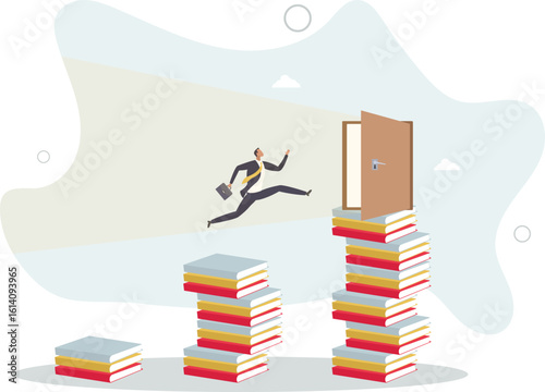 Education or learning for new ophuman life.portunity, wisdom or knowledge to open door to success,