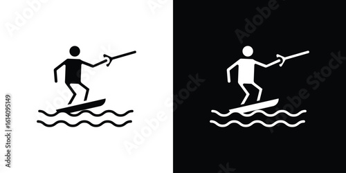Wakeboarding icon symbol for Apps and Branding.