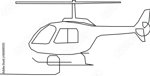 Helicopter continuous one line drawing minimalism design.
