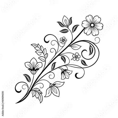 Elegant floral bookmark decorative line art design with botanical elements