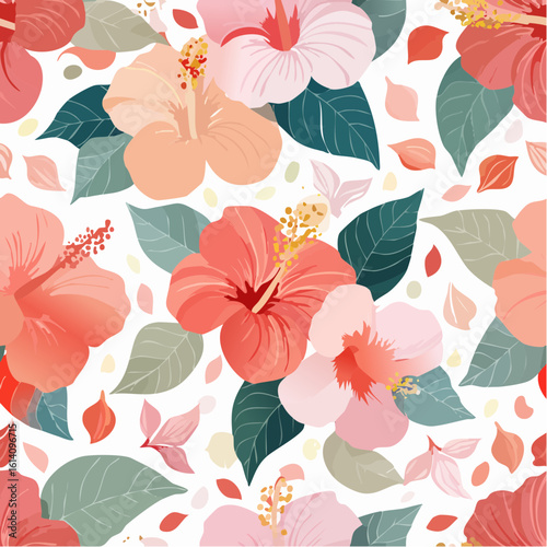 Bold Maximalist Floral Vector Pattern with Oversized Tropical Flowers – Seamless Repeat Design,A vibrant and expressive seamless vector pattern featuring oversized tropical flowers in a maximalist sty