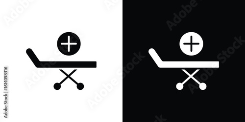 Hospital bed icon symbol for Apps and Branding.