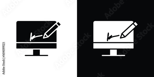 Electronic signature icon symbol for Apps and Branding.