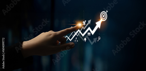 Fototapete Business growth strategy drives goal achievement