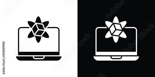 Computer simulation icon symbol for Apps and Branding.