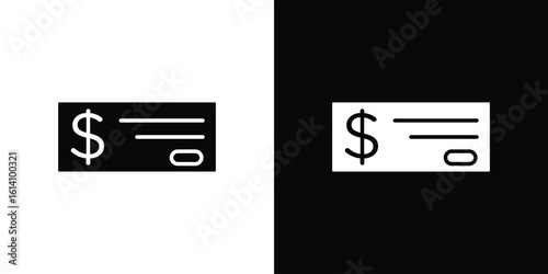 Cheque icon symbol for Apps and Branding.