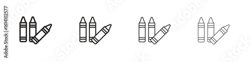 Crayon icon set, Illustration, Black
