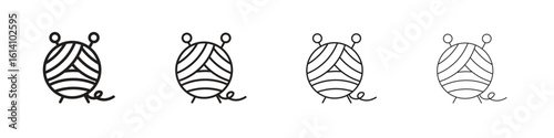 Wool ball icon set, Illustration, Black