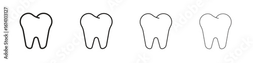 Tooth icon set, Illustration, Black