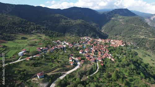 Gelemic Village in Keles District. Bursa, Turkey. Beautiful landscape with drone shot.  