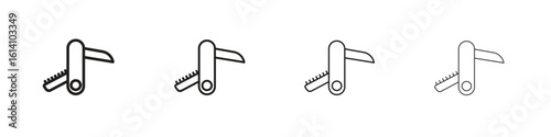 Swiss Knife icon set, Illustration, Black