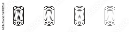 Smart speaker icon set, Illustration, Black