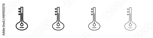 Sitar icon set, Illustration, Black