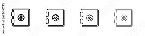 Safe icon set, Illustration, Black