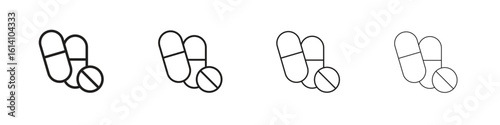 Pills icon set, Illustration, Black
