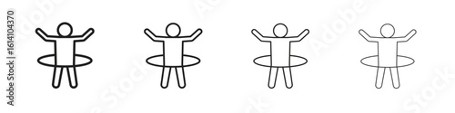People Hula hop icon set, Illustration, Black